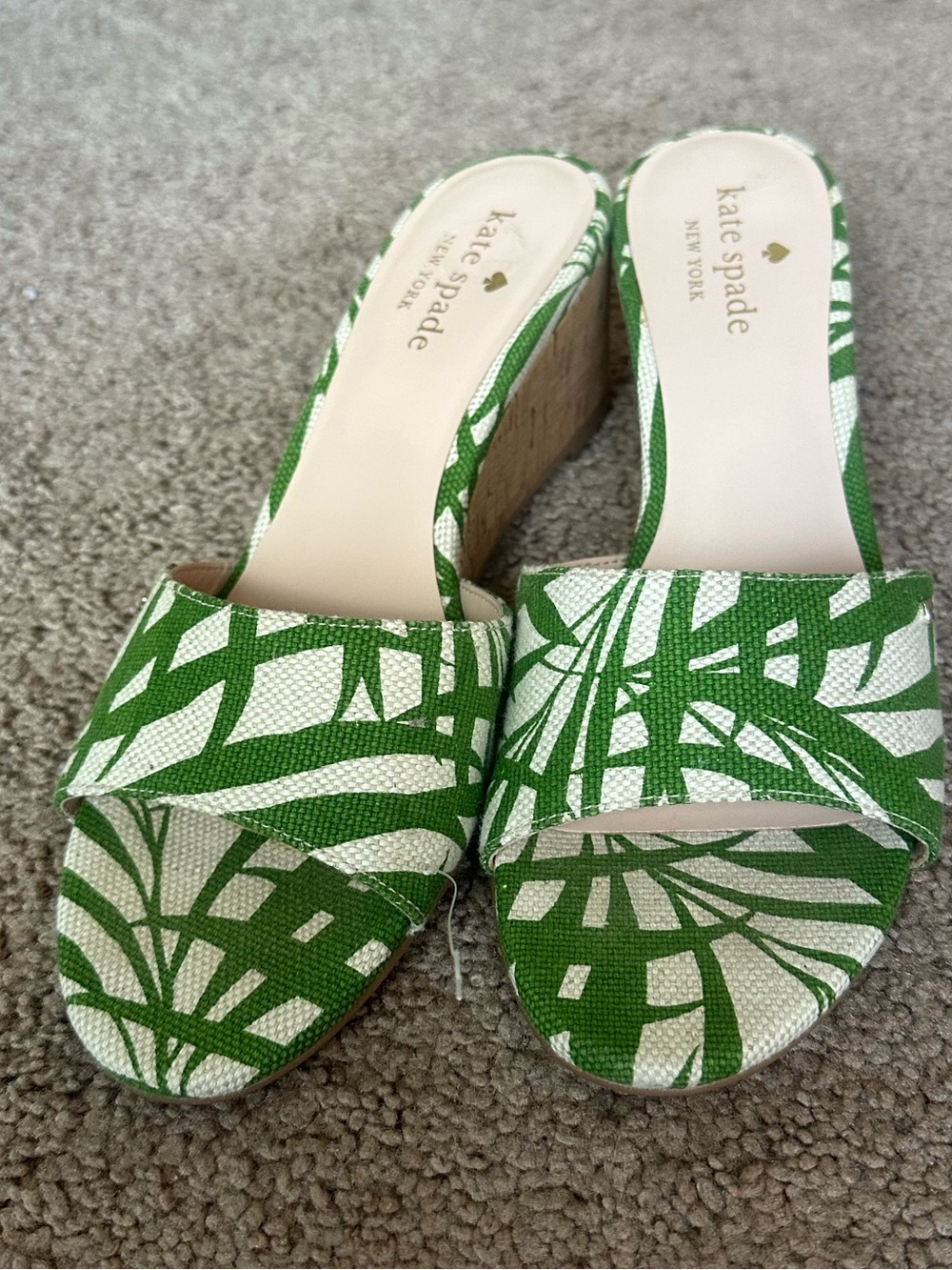 Kate Spade New York Women's Meena Palm Fronds Wedge Slide Sandals 7.5